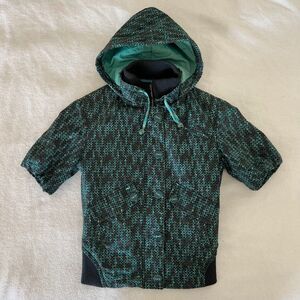 SkunkFunk Women's Short Sleeved Hooded Jacket Bold Edgy Streetwear, Size S